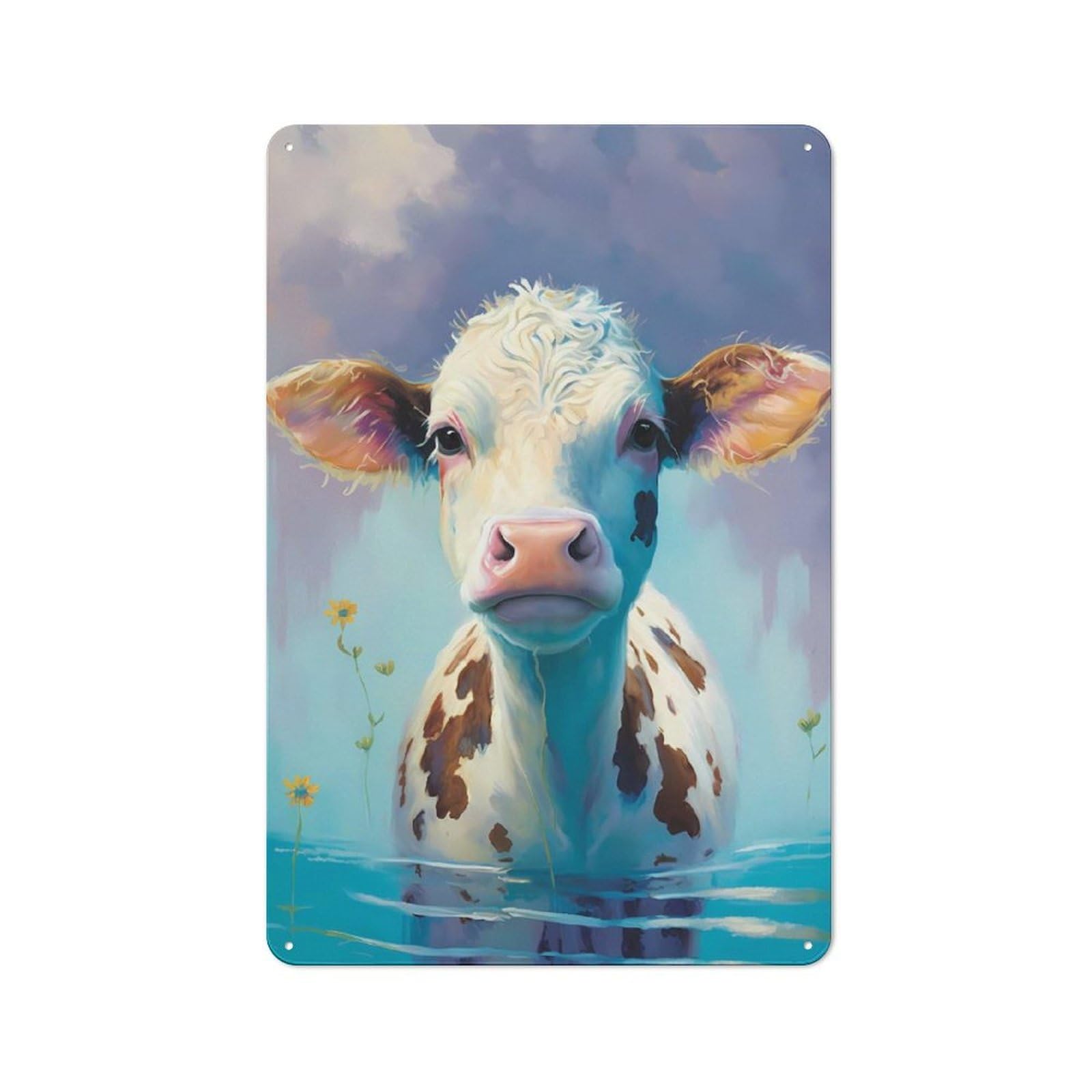 Junmoney Cow Supernaturalism Tin Wall Plaque 30X20cm With For Dining Room Or Kitchen, For Collectors Decorating Kitchens And Dining Spaces