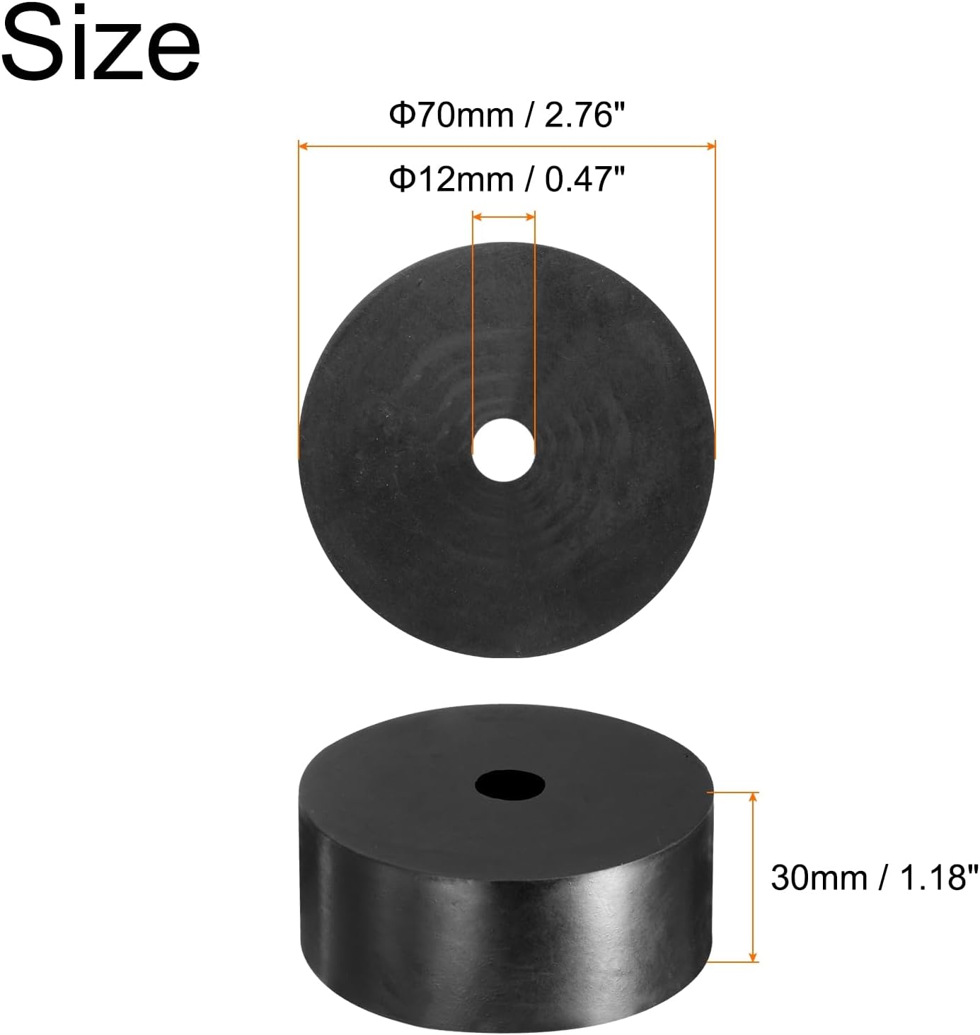 uxcell 8pcs Rubber Spacers 70mm OD, 12mm ID, 30mm Height Round Anti Vibration Spacer Rubber Bushing Grommets Thick Rubber Washers for Home Car Accessories