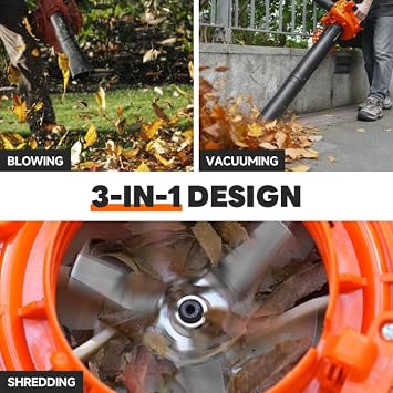 3-in-1 26CC Gas Leaf Blower, Leaf mulcher and Leaf Vacuum, 450 CFM 200 MPH Gas Powered Leaf Blower for Lawn and Yard Care, Low Vibration 2-Cycle Engine
