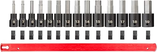 Miniatura 2 de TEKTON SIB92101 - Juego de llaves de vaso de impacto hexagonal de 12 pulgada con riel, 14 piezas (0.236-0.748 in)