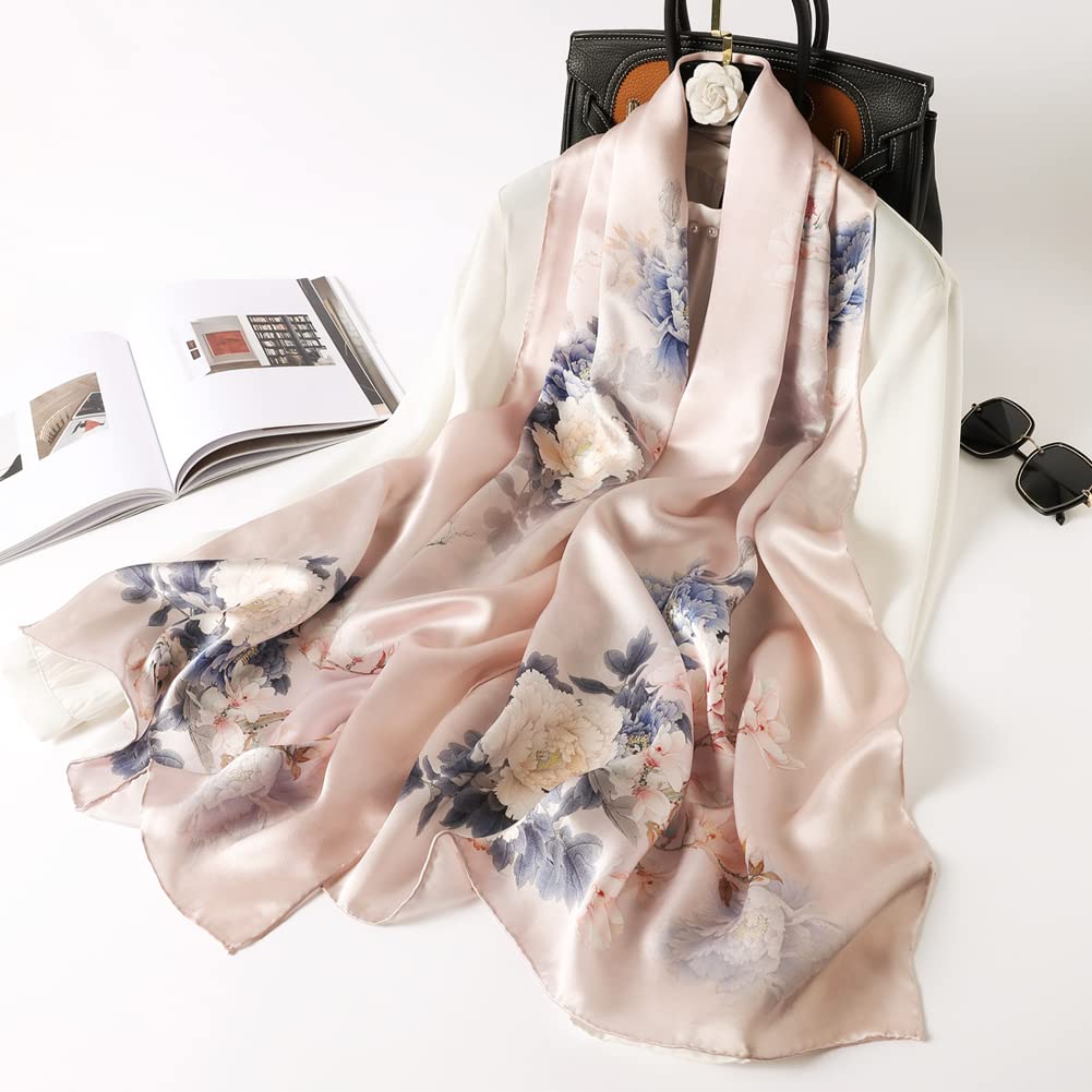 Femme Foulard 100% Soie de Mûrier Coloré Echarpe Léger Elégant Coupe Manuel Meilleur Cadeau pour votre Lady