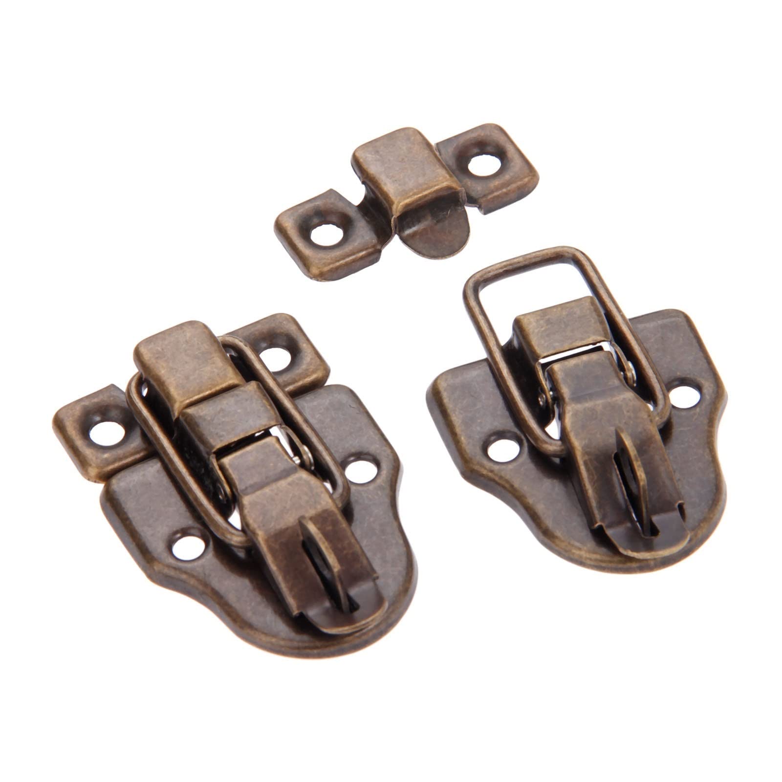 SFJSFIMQ Latch Lock Antique Bronze Box Latch Hasps Decorative Drawer Suitcases Jewelry Wood Case Iron Buckle Clasp with Screws