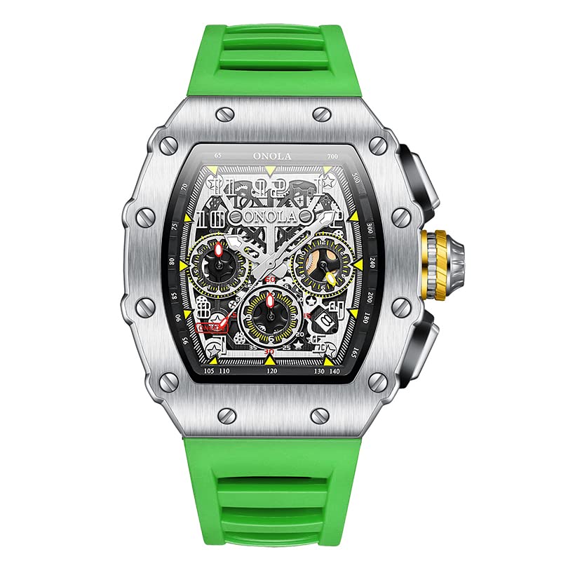 OVERFLY Silicone Rectangle Dial Chronograph With Date Display Mens Watch (B0BK4LB5CX) Amazon Price History, Amazon Price Tracker