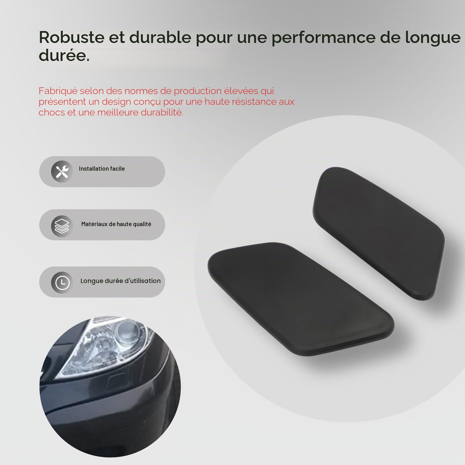 Lot de 2 couvercles de lave-phare pour C8 2002 à partir de buse de pulvérisation Couvercle de pare-chocs gauche et droit 6438.K7, 6438K7 Capuchon de nettoyage des phares