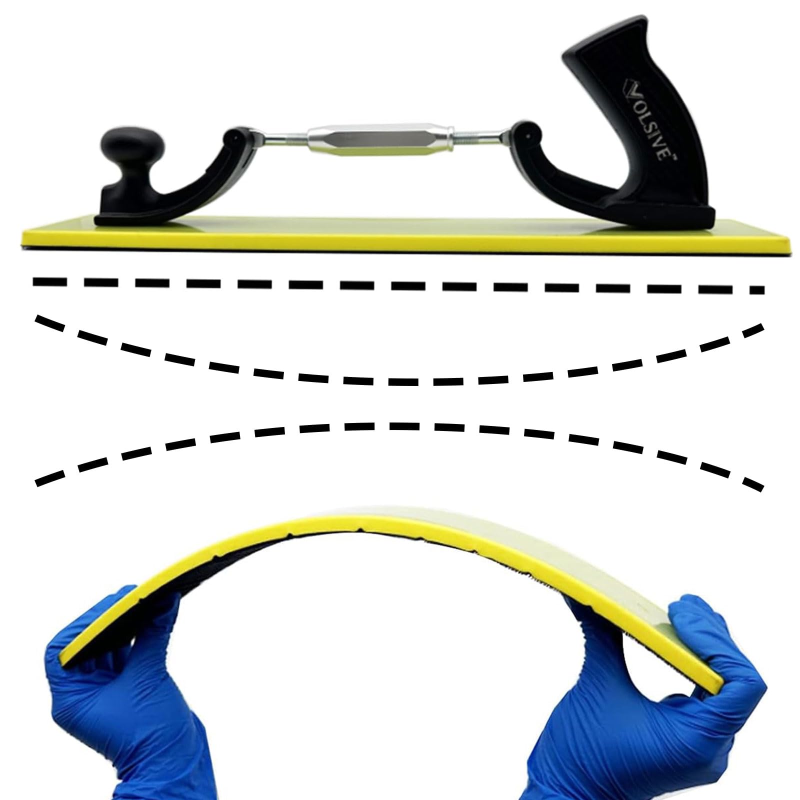 VOLSIVE Adjustable Sander Longboard Flexible Hand Sanding Blocks with Hook & Loop Backing Handle Sander, 7x42cm