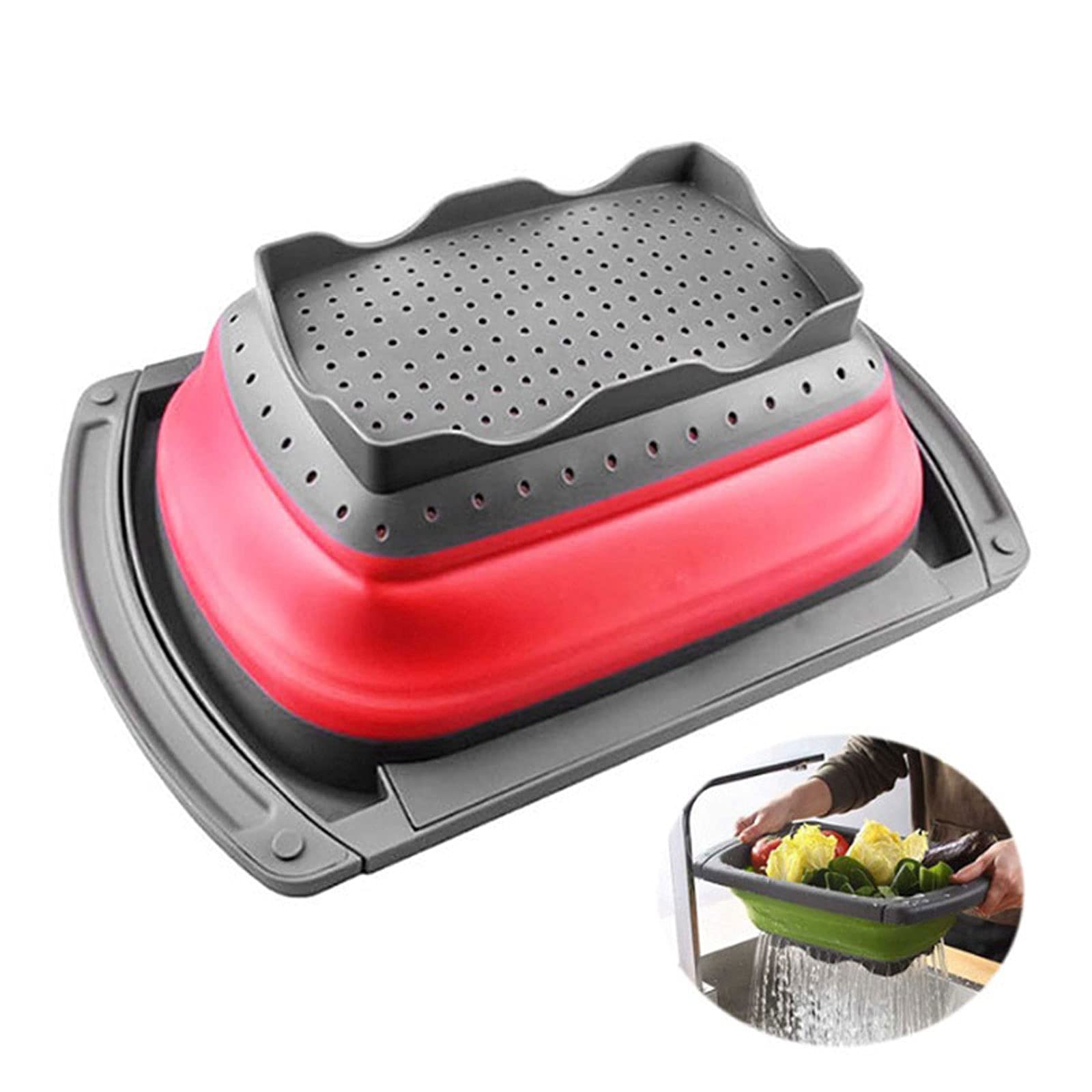 Sitko do zlewu kosz wysuwany kosz odpływowy kuchenny plastikowy składany kosz na owoce warzywa nad zlewem durszlak sitko kosz na pranie (niebieski)