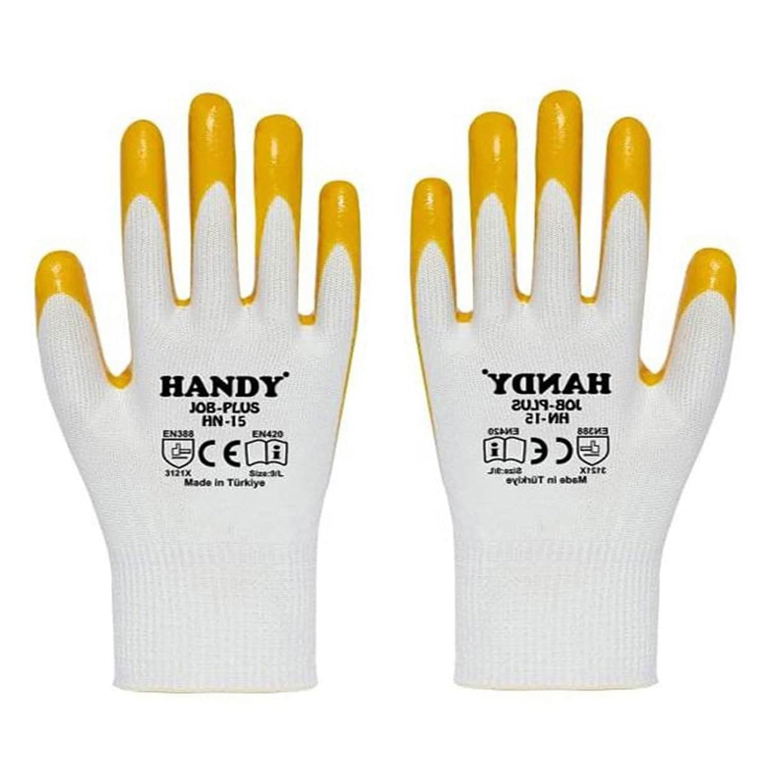 Badem10 Handy HN-15 Nitril Kaplama İş Eldiveni Sanayi İnşaat Usta Eldiven 10/XL (12 ÇİFT)