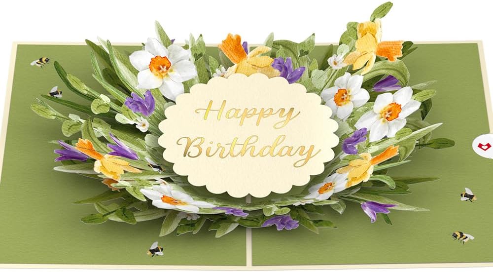 Lovepop Happy Birthday Pop-Up Card for Her and Him- 3D Floral Birthday Greeting Cards for Boys, Girls, Men, Women - Flower Bloom - 5" x 7" Daffodils & Tulips Card - Blank Notecard & Envelope Included - Image 4