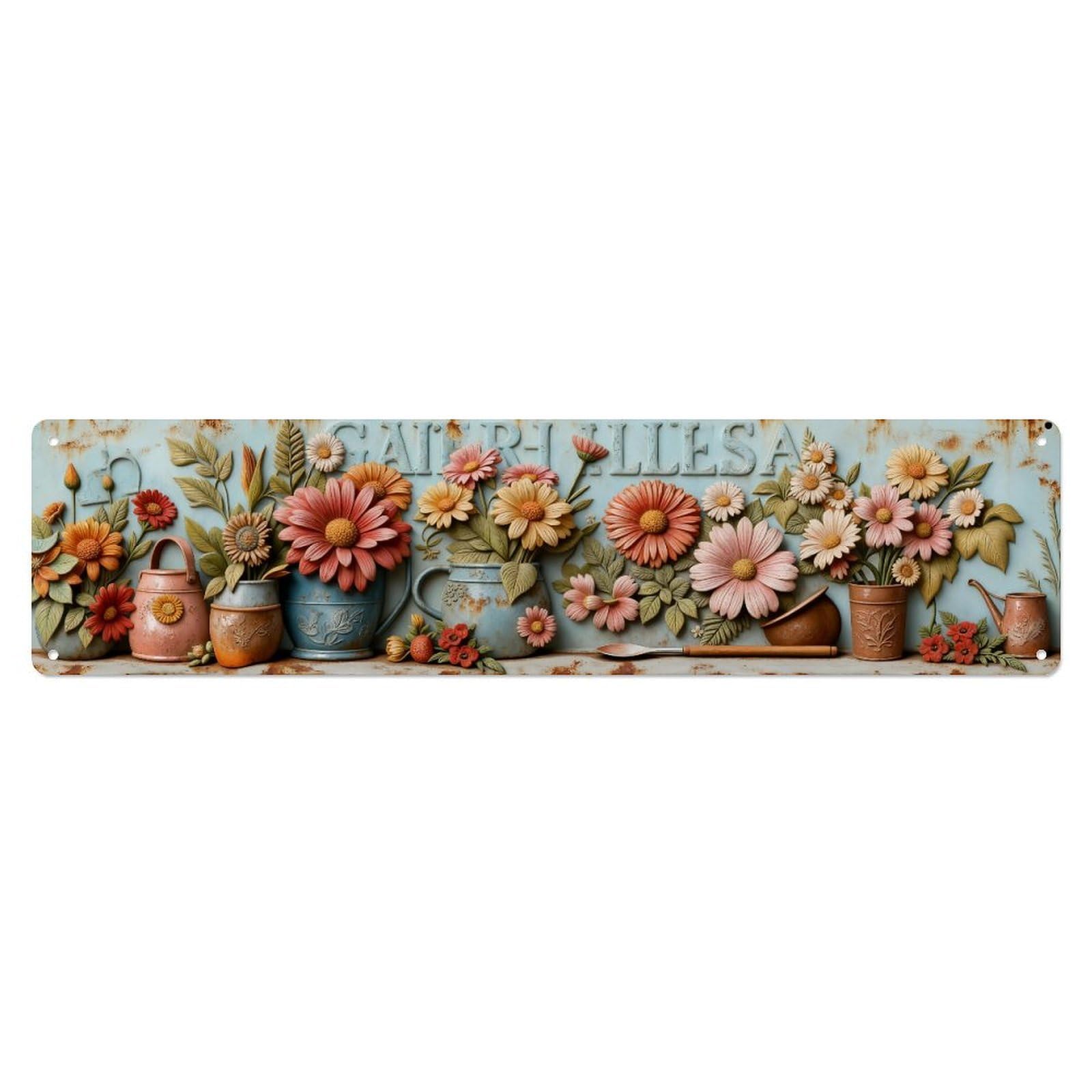 Floral Vase Garden Spring Color Metal Tin Sign Plaque