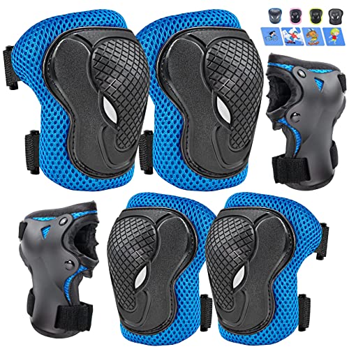 GTSBROS Kids/Youth Protective Gear, Knee Pads and Elbow Pads 6 in 1 Set