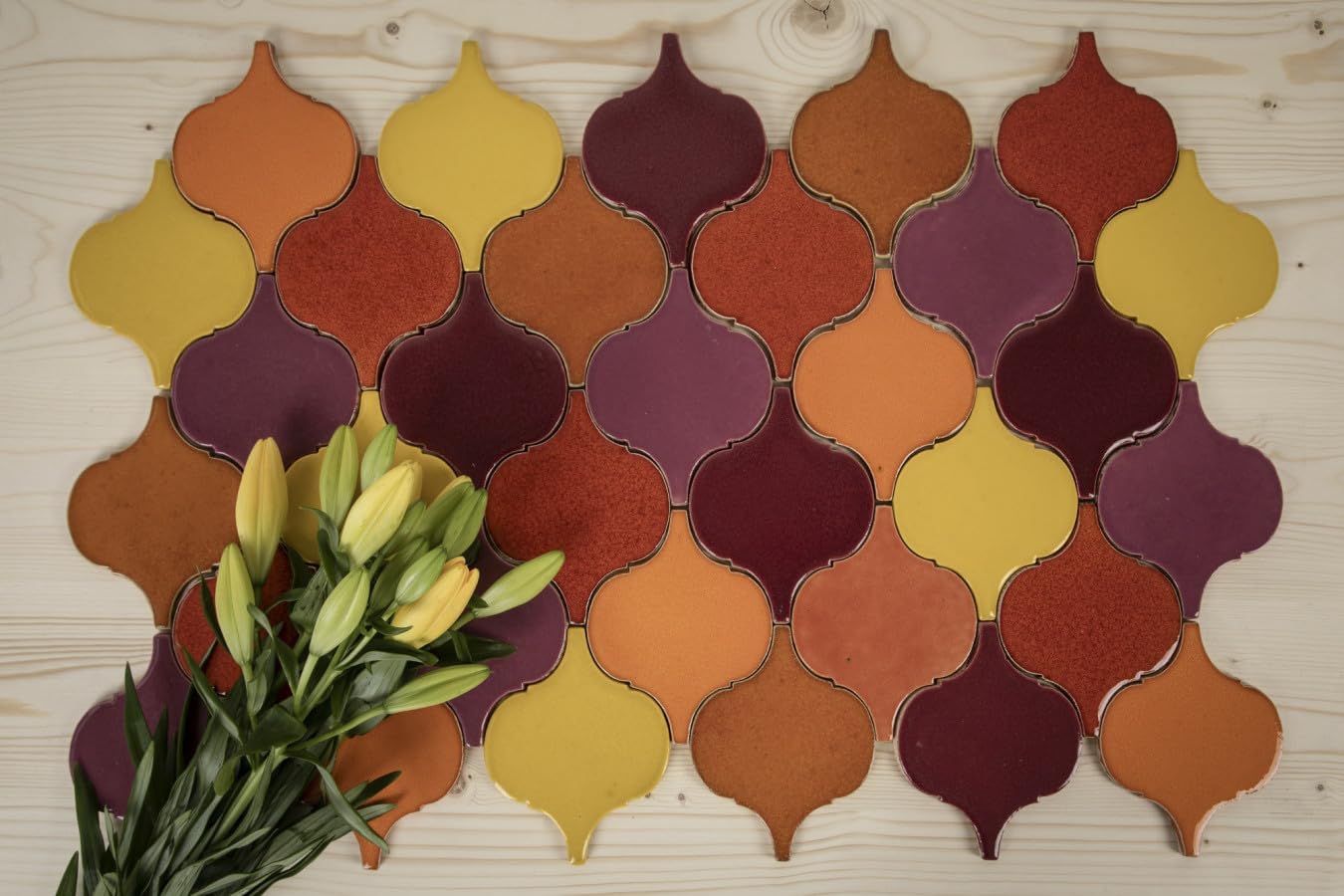 Azulejos de cerámica hechos a mano Arabesque Sunset – Azulejos de mosaico arabesque para cocina, pared de cocina y baño | Un juego de azulejos de pared de cocina - 31 azulejos de mosaico de cerámica