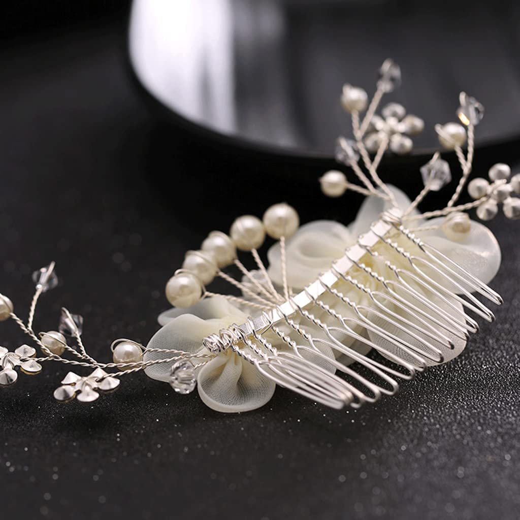 Grzebienie Boczne Grzebień do Włosów Wesele Boczny grzebień do włosów Bridal Hair Clip Grzebień Rhinestone Silk Flower Clip Headpiece na akcesoria ślubne