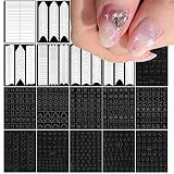 SILPECWEE 17 Sheets Airbrush Stencils for Nails French Tip Nail Guide Nail Design Stickers Bear Butterfly Heart Star Nail Art Stickers Decals Printing Template Tool Manicure Strips Nails Decoration