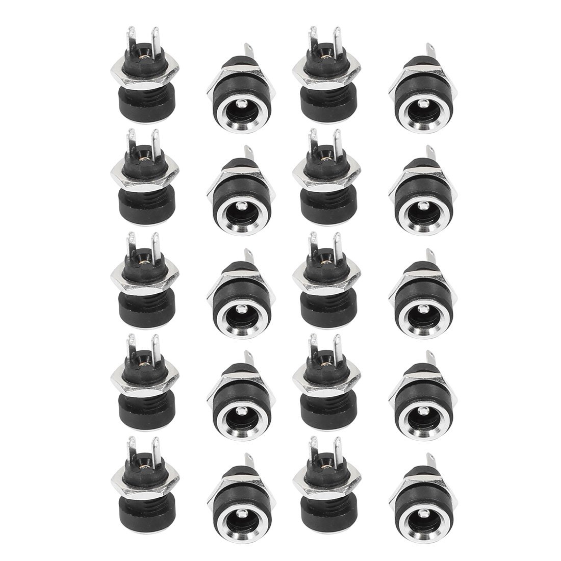 Sourcingmap 20pcs DC-022B 5.5mm x 2.5mm DC Socket Panel Mounting Power Adapter