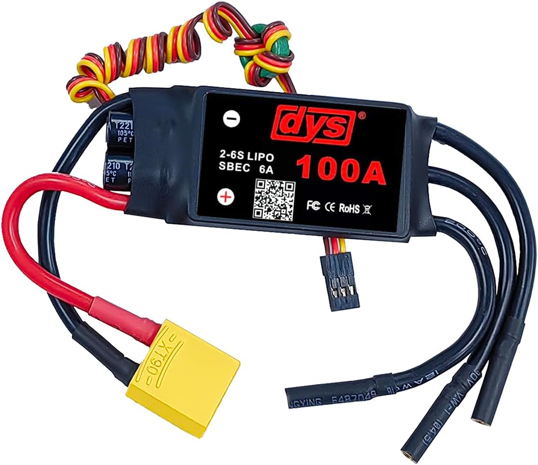 DYS 100A 2-6S Brushless ESC with 5V/6A SBEC with XT90 & 4.0mm Plug for RC Fixed-Wing Aircraft Helicopter