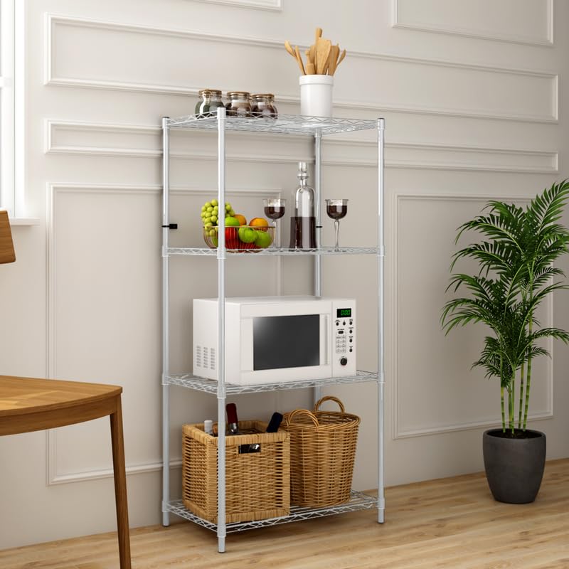 Image of 4-Shelves Heavy Duty Steel Storage Rack | Multipurpose Shelving Unit for Kitchen, Home & Utility