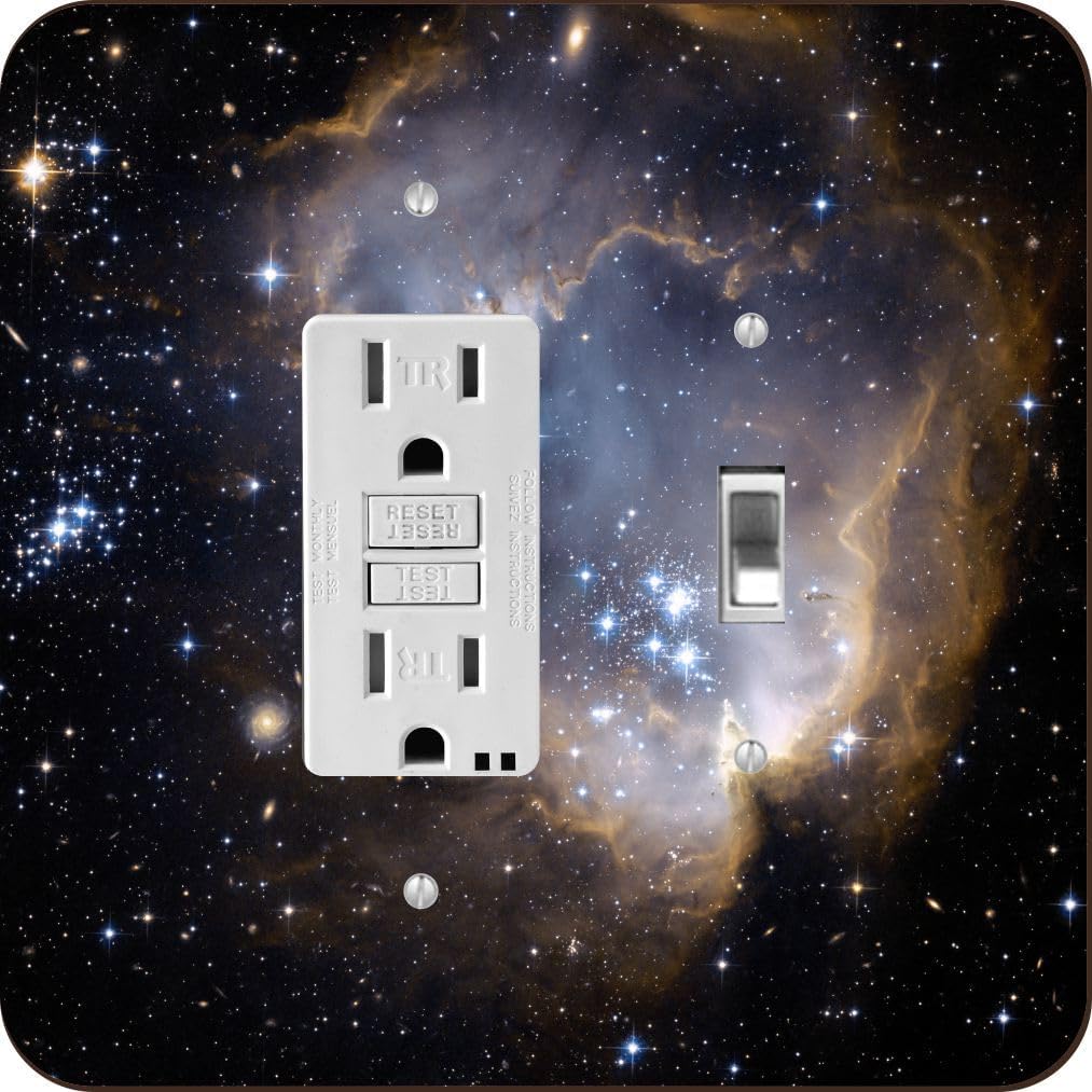 Red Orange Galaxy Solar System Nebula -Light Switch Plate Cover - Double GFI Double Rocker - Two Gang Switch Plate Cover Switch Plate Cover