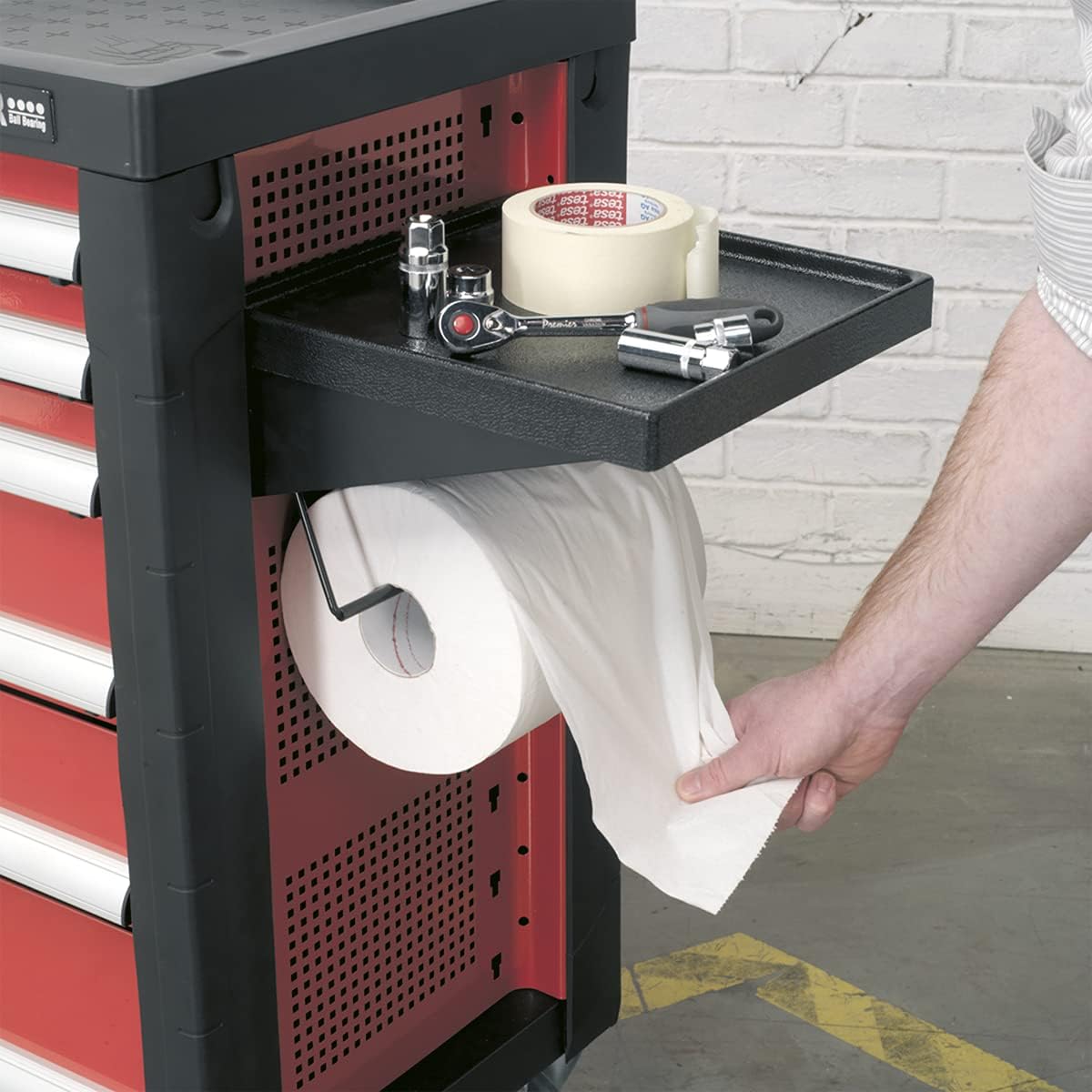 Sealey AP24ACC2 Side Shelf and Roll Holder for AP24 Series Tool Chests, 305mm x 305mm x 190mm, Black