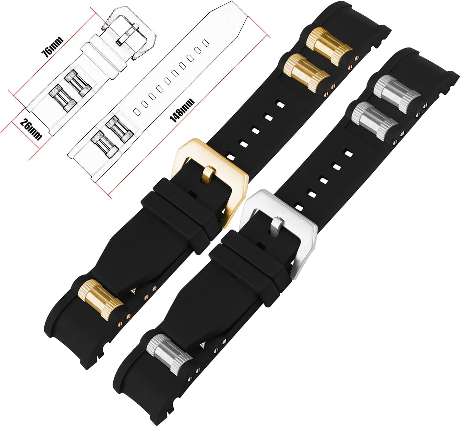 26mm Rubber Watch Band Compatible for Invicta Russian Diver 1242 1433 1434 1435 1436 1437 1438 1595 1799 1800 1803 1805 1928 1936 26 mm Silicone Strap Wirstband accessories replacement for Men and Women