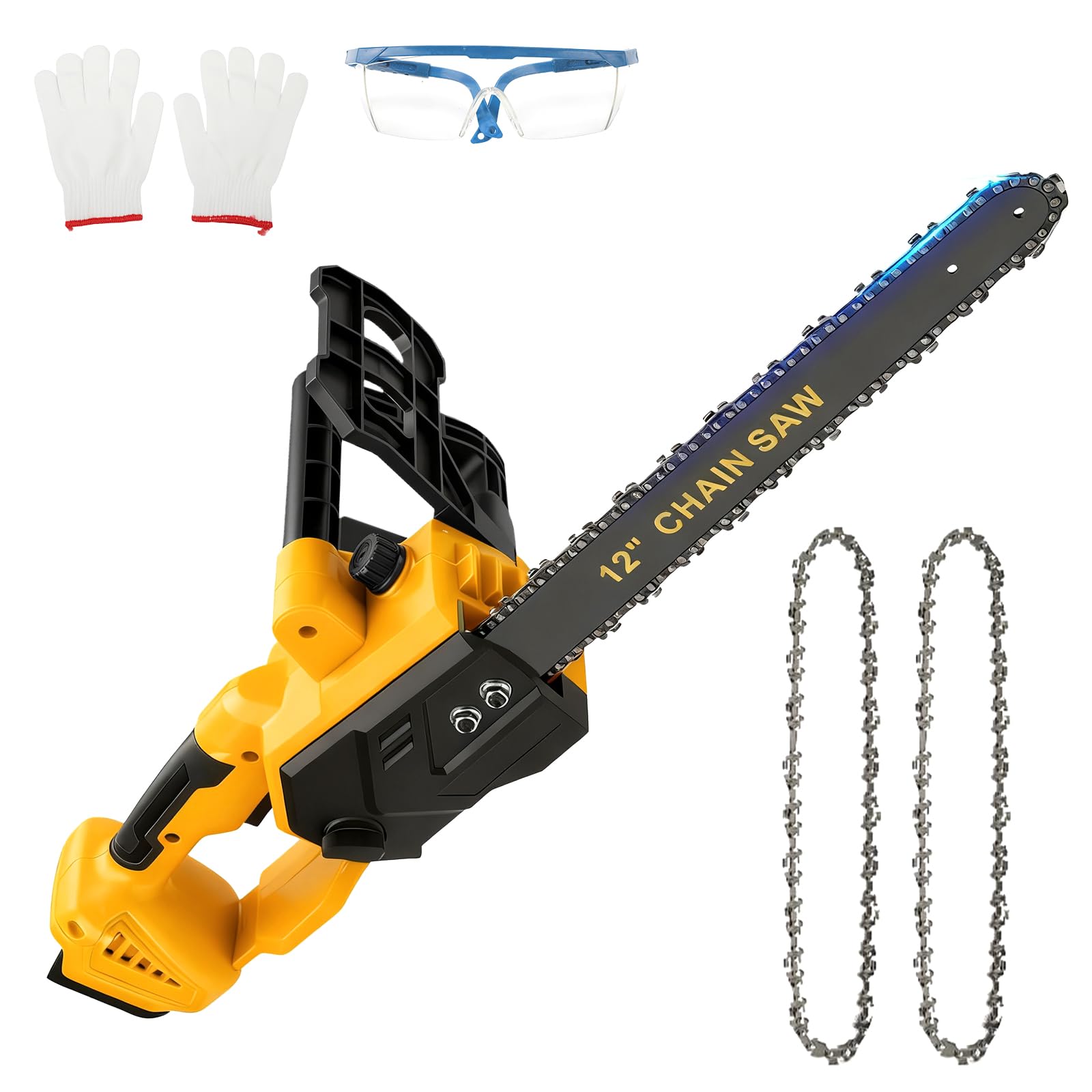 Tronçonneuse électrique sans fil de 30,5 cm pour Dewalt 20 V (sans batterie) - Tronçonneuse électrique portable sans balais - Petite tronçonneuse manuelle pour tailler les branches, couper le bois et