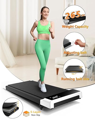 Miniatura 4 de Cinta de correr para debajo del escritorio, 2 en 1, caminadora de espacio compacto, 2.5 HP silenciosa caminadora de escritorio con control remoto,