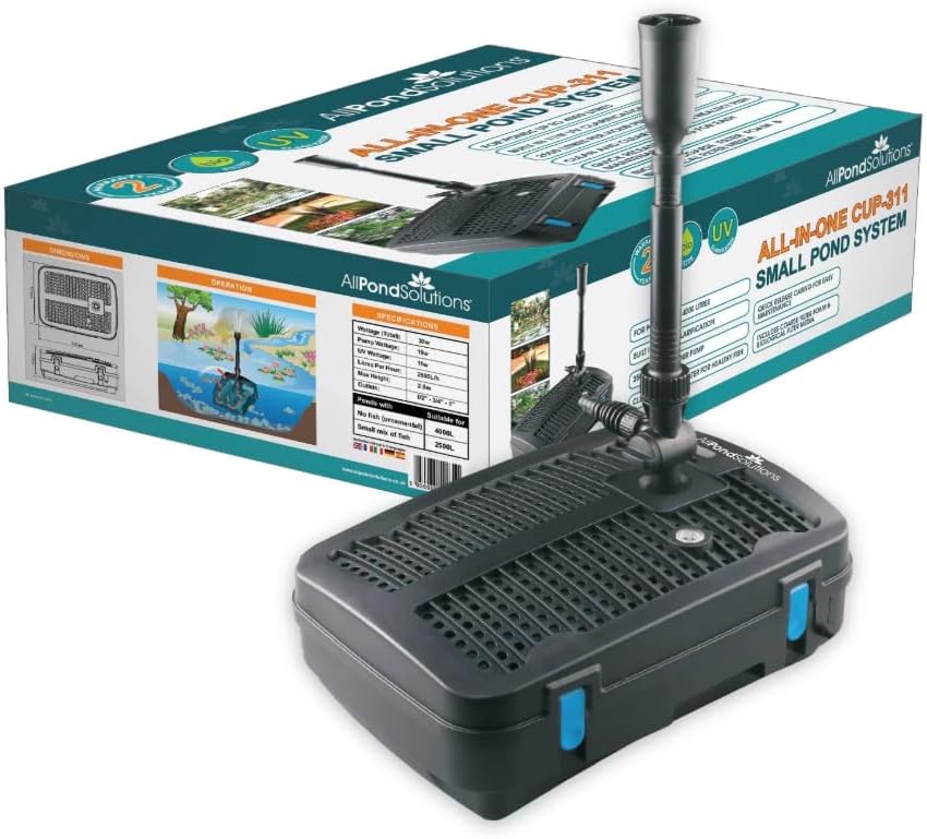 CUP-311-2500L/H All in One Pond Pump Filter with Fountain and 11w UV Steriliser, Clear Water Algae Control for Ponds up to 4000L