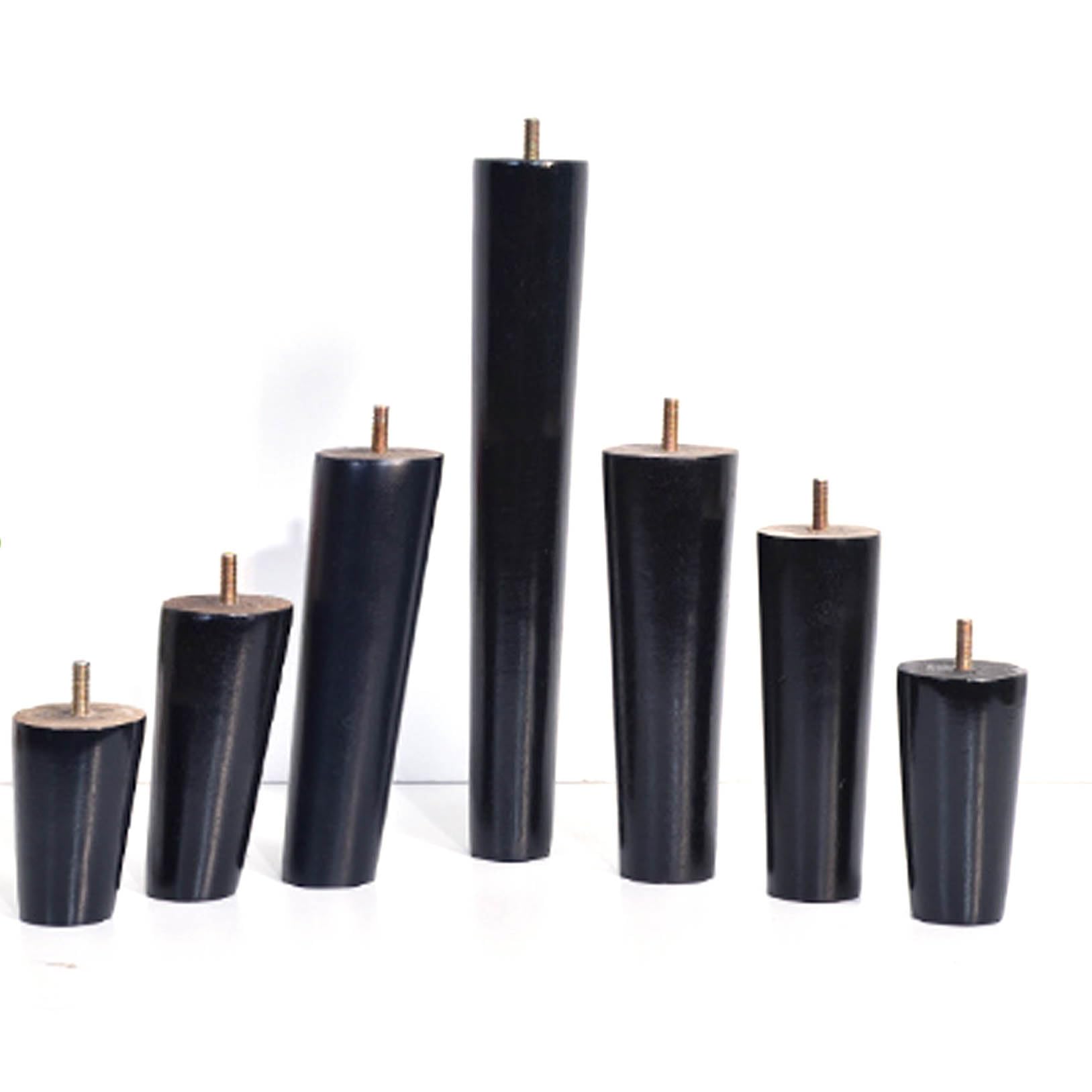 Paquete de 4 patas de sofá de madera cónicas M8 negras – 25 cm de altura de repuesto para piel, cama Slish y patas de TV, diseño moderno, mejora la decoración de tu hogar