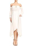 Anna-Kaci Womens Boho Long Sleeve Off Shoulder Renaissance Peasant Dress Medium Off-white