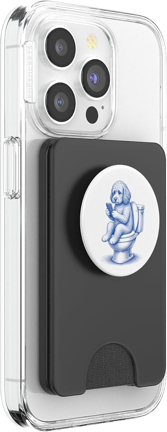 Funny Cockapoo Bathroom Phone Dog Toilet Humor Design PopSockets PopWallet for MagSafe image 4