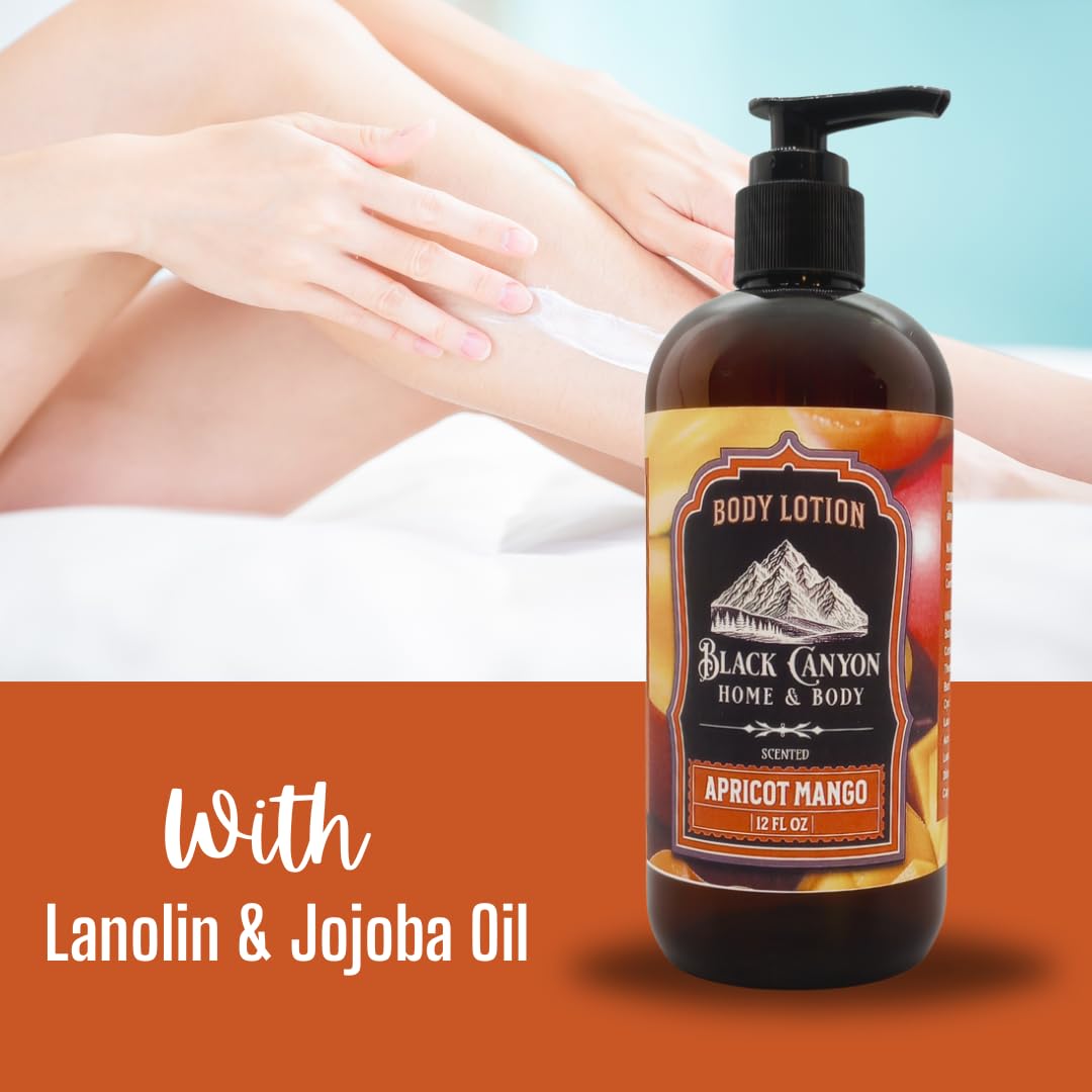 Black Canyon Apricot Mango Scented Body Lotion with Lanolin and Jojoba Oil, 12 Oz