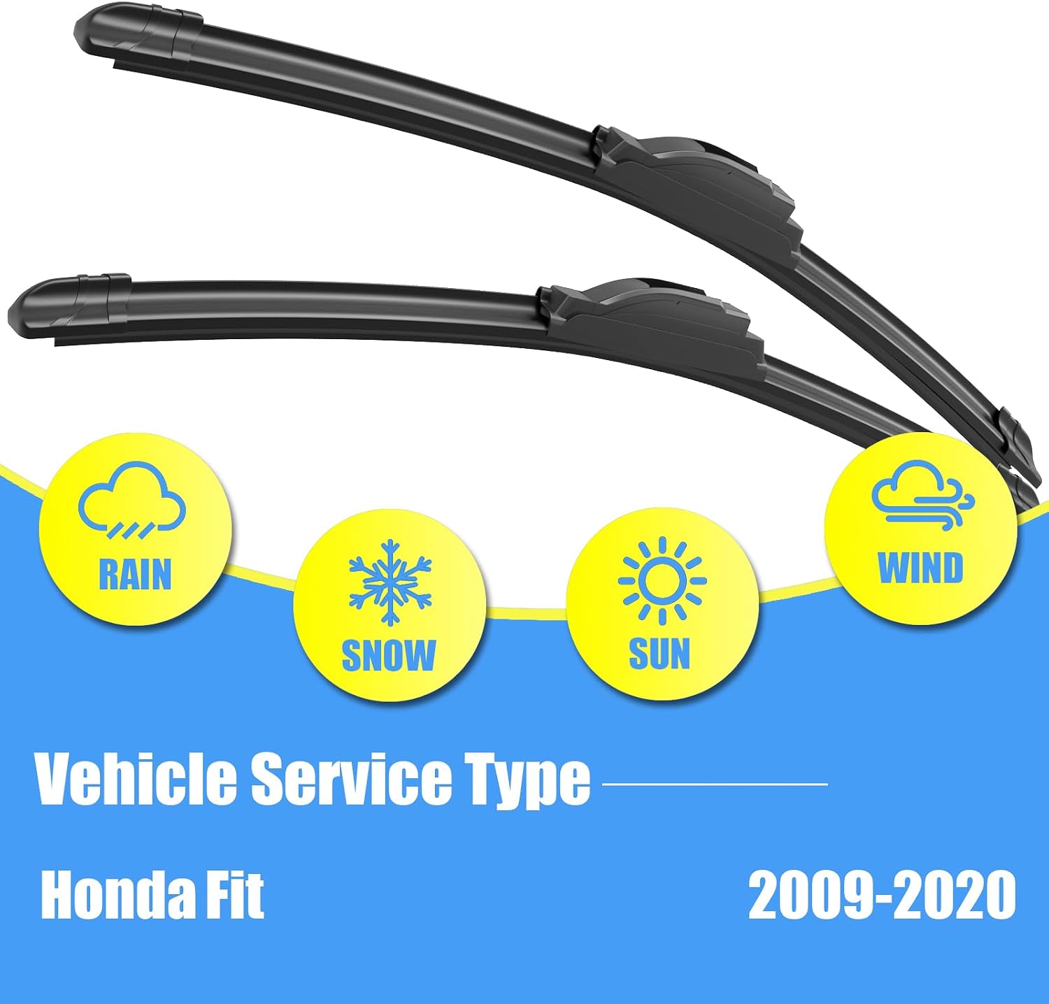 Gavimnal® 28"+14"+14" Silicone Wiper Blades Replacement For Honda Fit 2009-2020,All-Season Front Rear Windshield Wiper Blades(Set of 3)