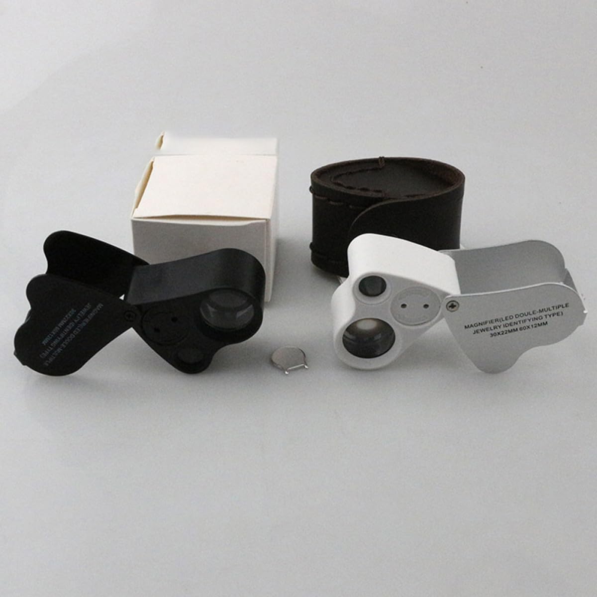 Jewelry Magnifying Glass with 30x and 60x Lens, Handheld Loupe Magnifier with 2 LED Lights, Portable Gemstone Loupe for Jewelry Inspection and Appreciation, Includes Rope and