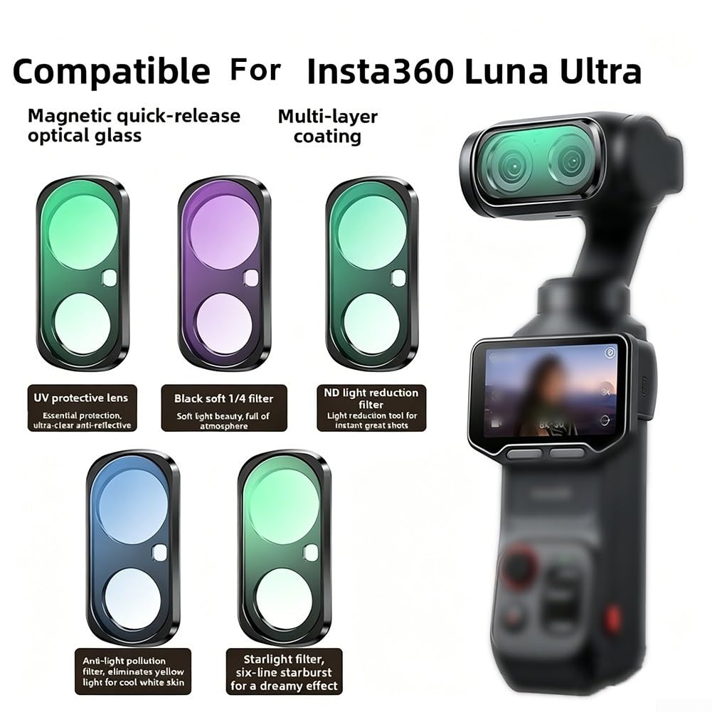 Przenośny zestaw filtrów obiektywu do Insta360 Luna, w tym UV CPL ND2-32 Black Mist Night i Vlog filtry (5 szt.)