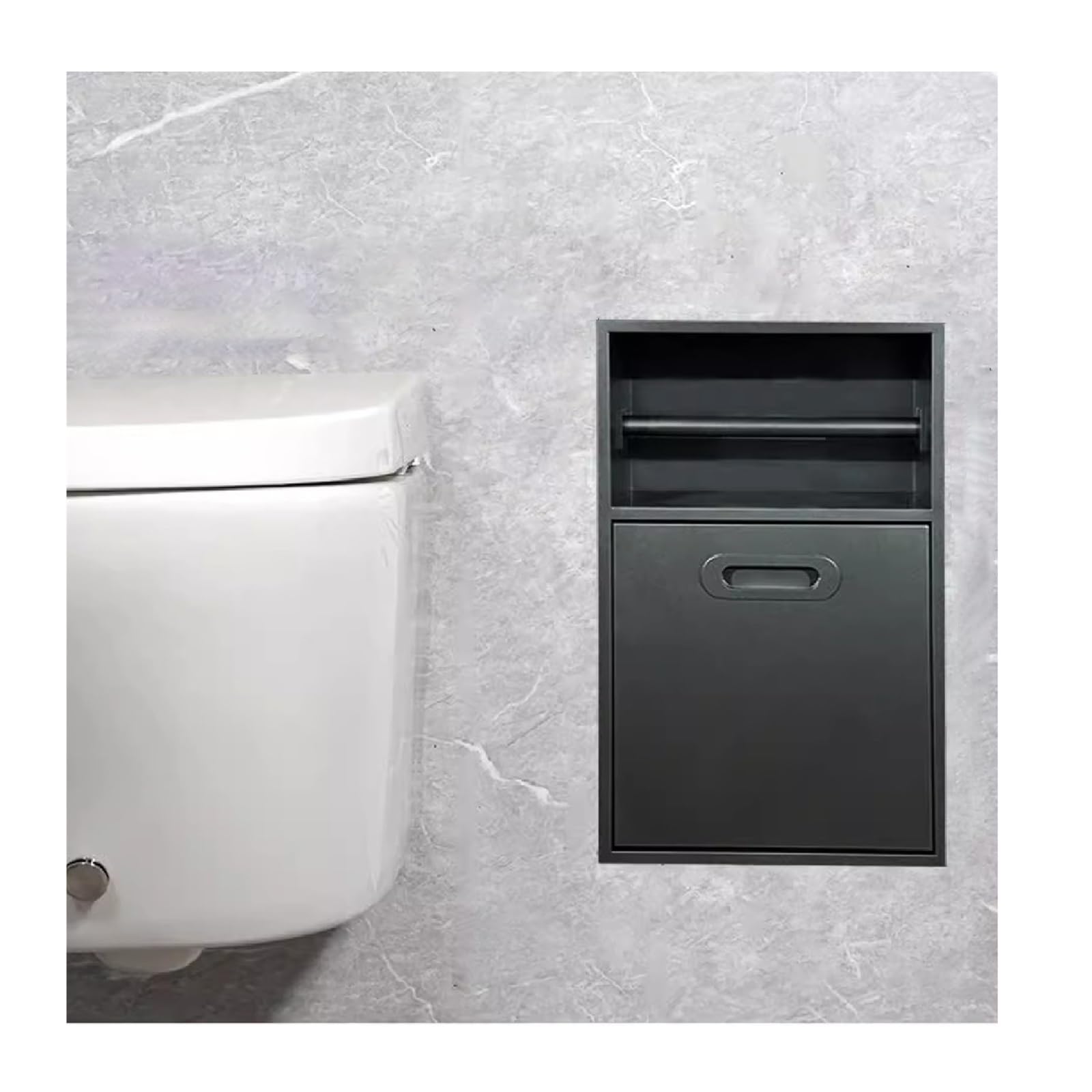 Niche de salle de bain encastrée étanche en acier inox noir, étagère douche 50x30x14cm