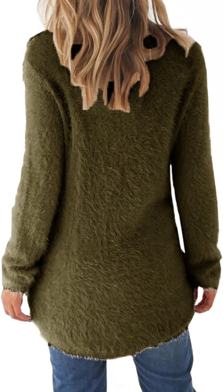 LemonGirl Women's Fashionable Long Sleeve Pullovers Loose Fluffy Fuzzy Jumper Sweater - Image 2