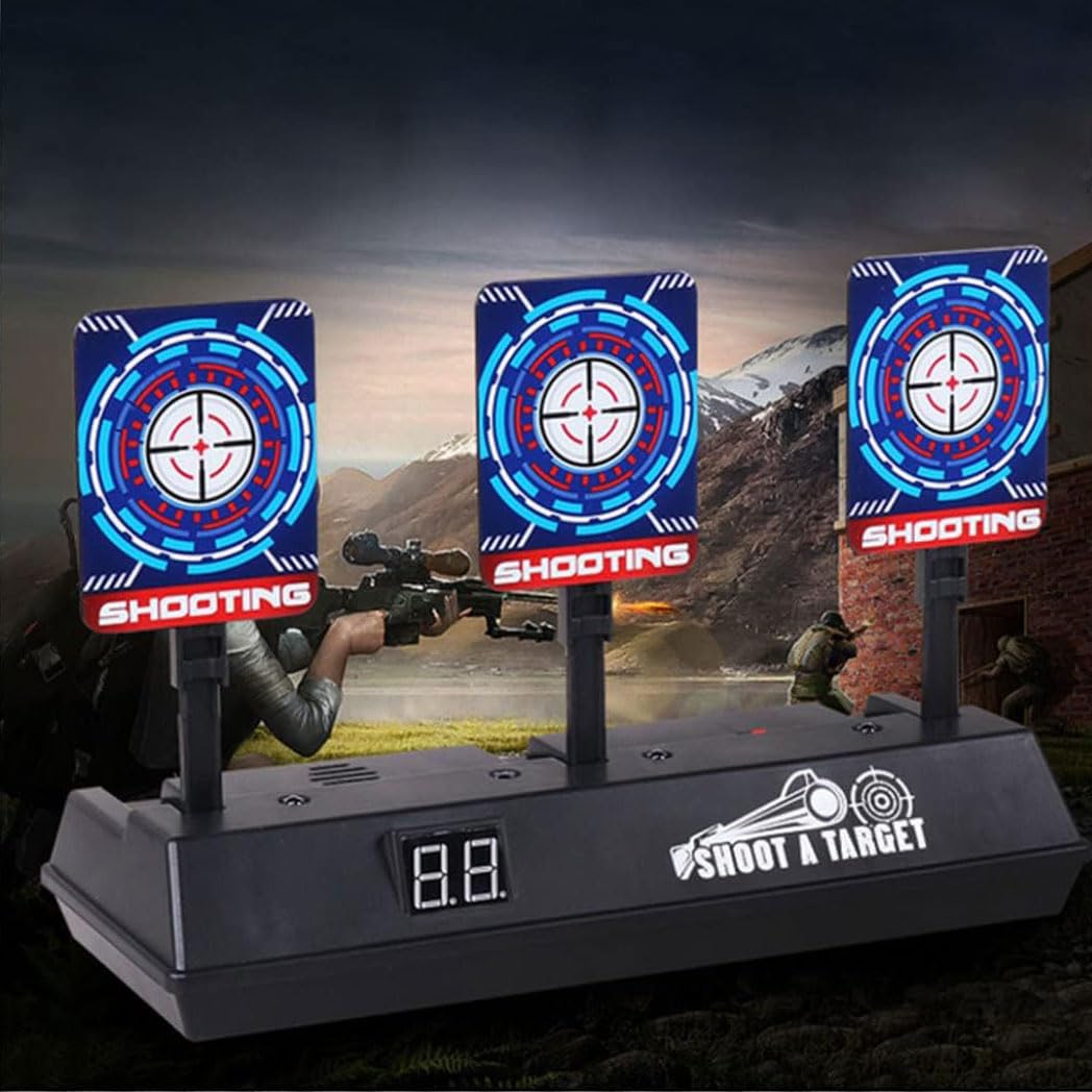 Electric Auto-Reset Shooting Target Game, Automatische Elektrische Zielscheibe Spielzeug, Zielscheibe mit Spielzeug Pistole & 10 Schaumstoffdarts, Geschenke für Junge Mädchen ab 6 7 8 9 10+ Jahre