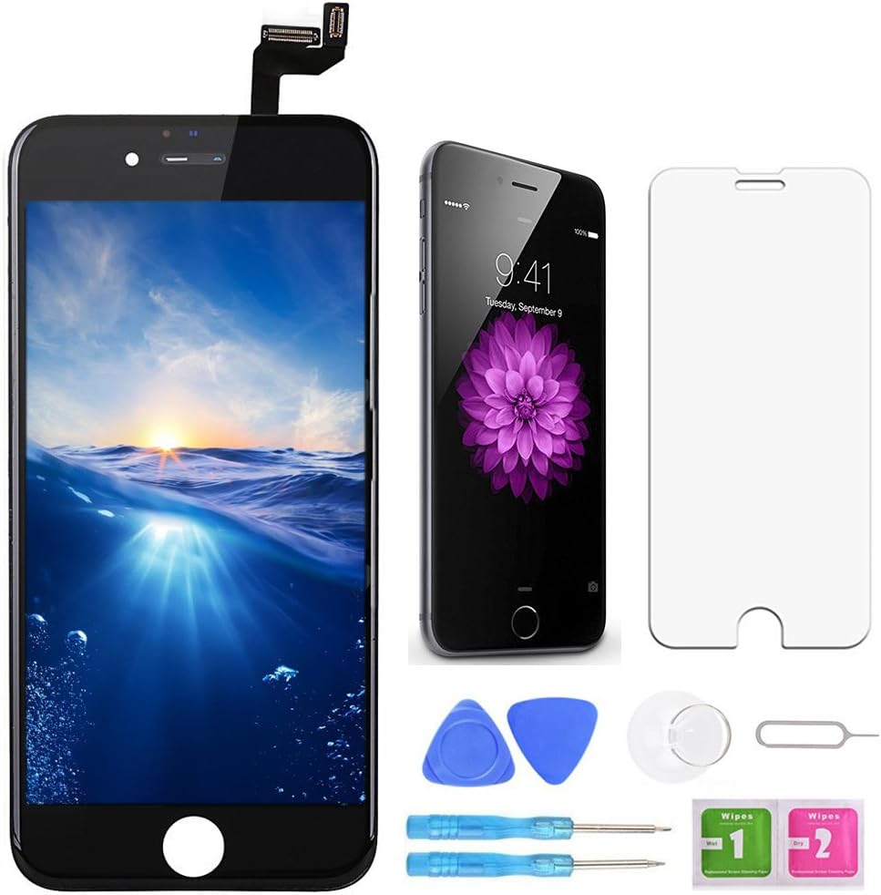 Screen Replacement For iPhone 6S Black 4.7 Inch LCD Display Touch Screen Digitizer Replacement with Repair Kit and Screen Protector