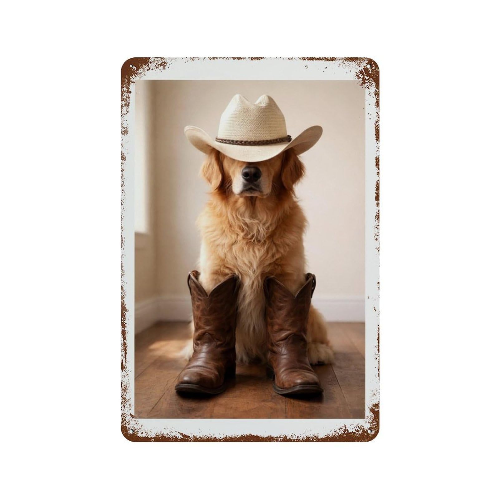 xiaoxiaoshen Vintage Cowboy Dog Poster， Western, Kids Room Wall Decor Art Metal Tin Poster Modern Home Decor Art Home Bar Shop Decorations Vintage Sign 30x20cm