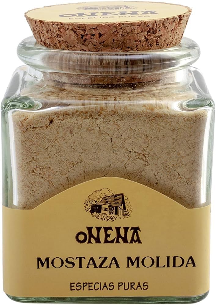 Mostaza Molida 45 Gr - Tarro de Cristal, Sabor Intenso y Ligeramente Picante, Ideal para Salsas, Aderezos y Marinados, 100% Natural, Cocina Europea y Asiática