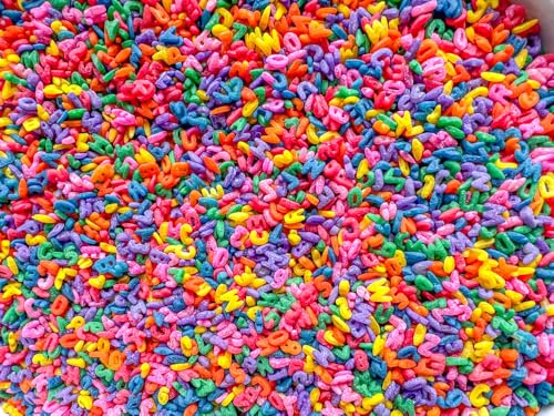 Image of Pasta Sensory Bin Filler for Sensory Table - Colored Pasta for Sensory Play (Rainbow Alphabet Pasta, 4 Cup)