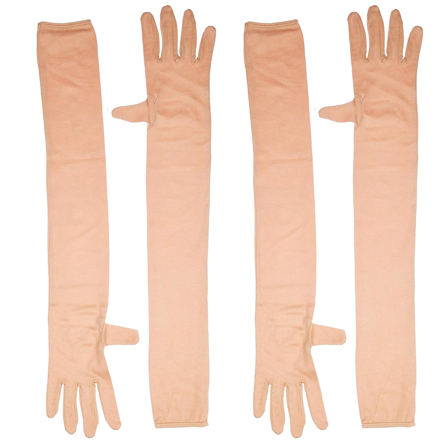 Kuber Industries Unisex Cotton Full Hand Gloves|Sunlight Protection|Soft & Cofortable Glove "2 Pair" (Cream)-image-6