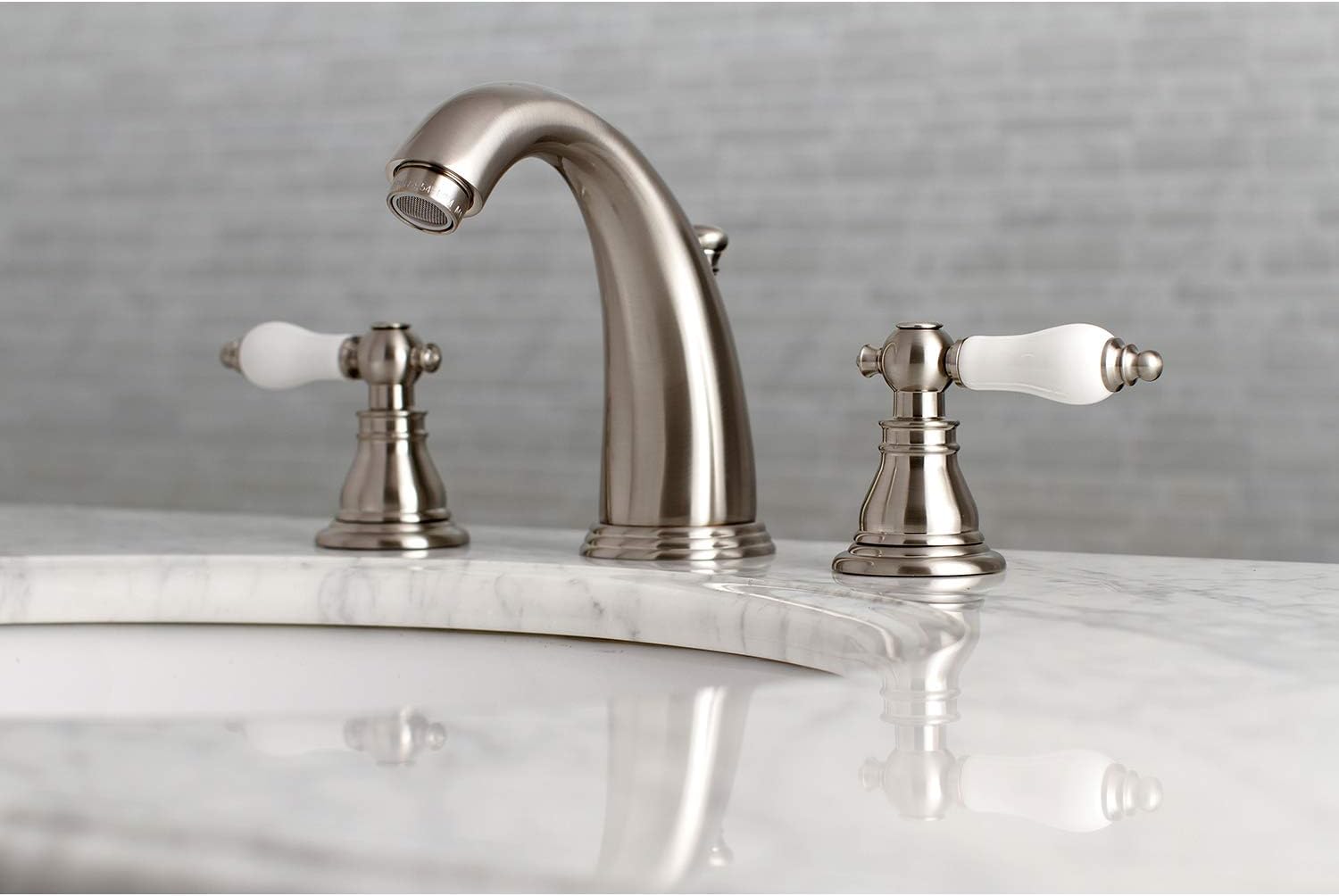Kingston Brass KB988APL Widespread Bathroom Faucet, Brushed Nickel