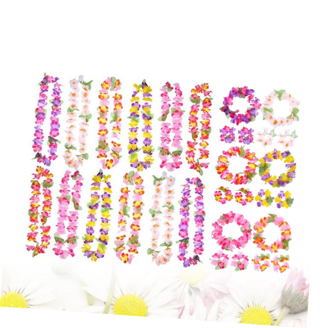 18stücke Hawaiianisches Blumenkranz-set Teiliges Set Mit Stirnband Halskette Und Armbändern Für Luau-feiern Strandpartys Und Sommerveranstaltungen Handgefertigte Farbenfrohe