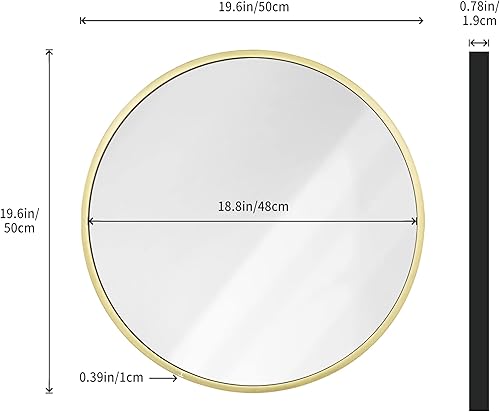 Miniatura 2 de 1st owned Espejo de pared redondo dorado de 20 pulgadas, espejo circular con marco de metal, colgante redondo moderno decorativo para entrada, baño,