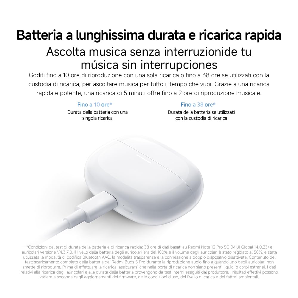XIAOMI Redmi Buds 5 Pro, In-ear Auricolari Wireless,10h+38h Batteria, viola | Driver coassiali duali personalizzati, Hi-Res Audio e LDAC, ANC 55dB, IP54