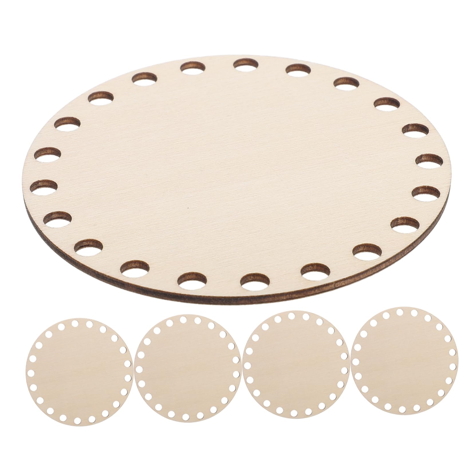 PLAFOPE 5Pcs Wooden Bag Bottoms for Crochet and Knitting Round Bases for Crafting Purses and Baskets Portable Embroidery Supplies Compact and Durable Design
