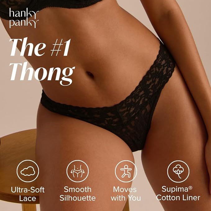 hanky panky - Signature Lace Original Rise Thongs: Summer Edition,One Size 4-14,Lace Lingerie Underwear