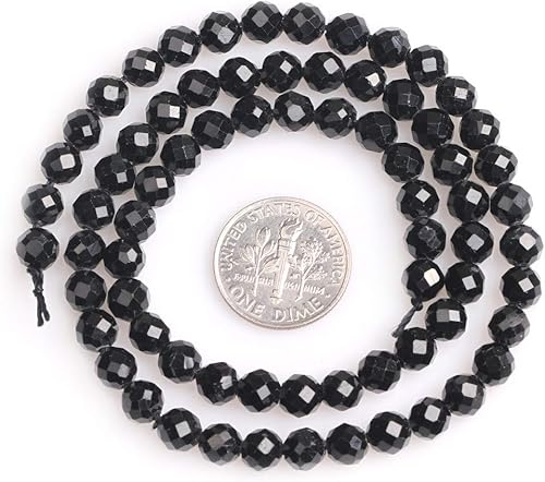 Miniatura 3 de Cuentas separadoras de turmalina negras de Joe Foreman para hacer joyas, redondas facetadas de 15 pulgadas y 0.236 in