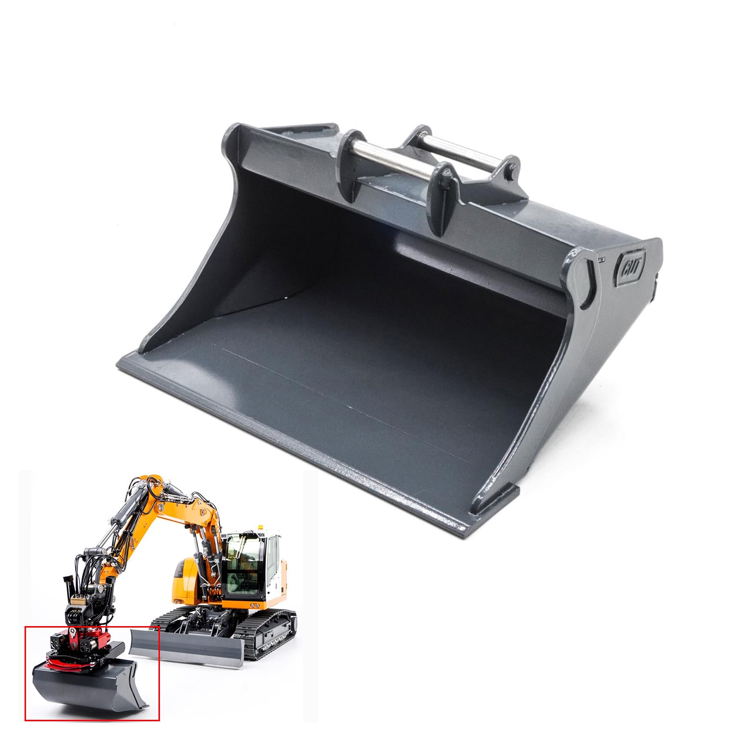 Cubo ancho de metal para excavadora hidráulica LR914 PRO MAX 1/14 a control remoto, excavadora, máquina de construcción, radio Flysky, batería de construcción, pieza de vehículo para mayores