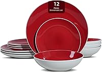 Vista 23 de juego de vajilla de gres en forma de cupé de 18 piezas, exterior blanco + interior taupe